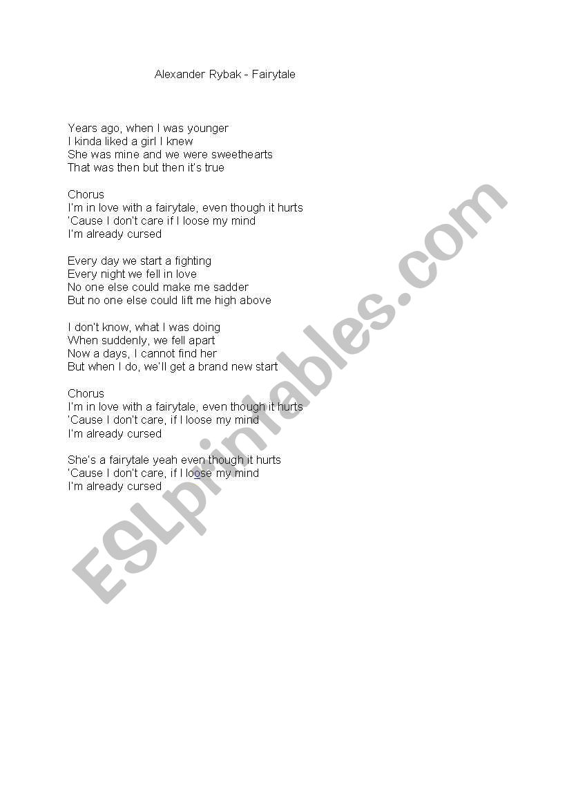 song lyrics worksheet