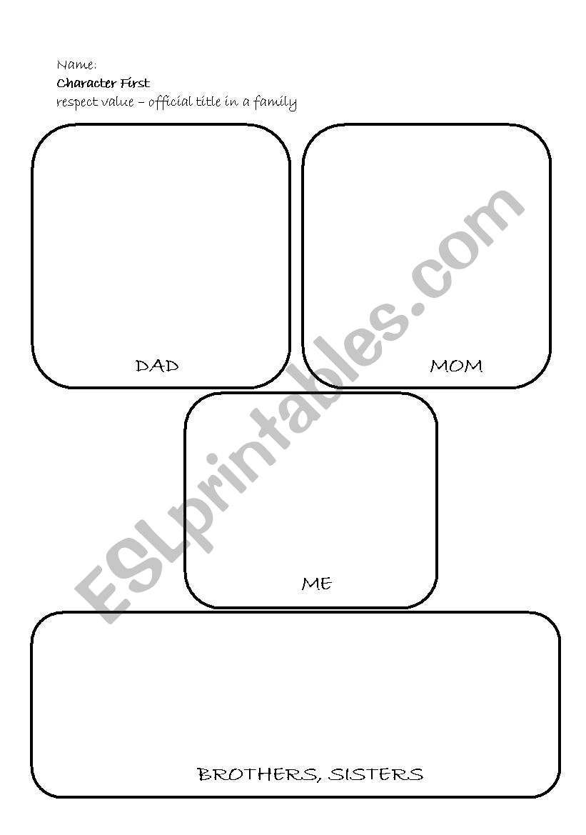 character first-family title worksheet