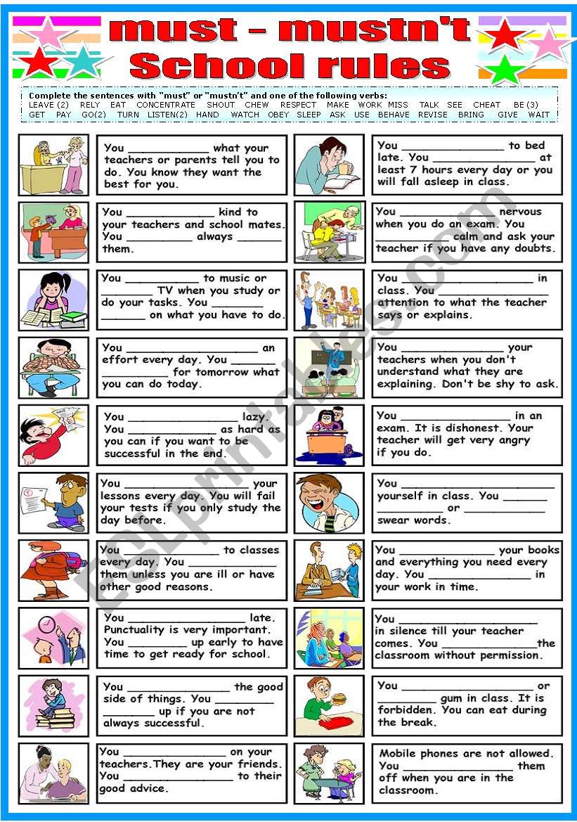 MUST-MUSTNÂ´T-SCHOOL RULES-(B&W VERSION INCLUDED)