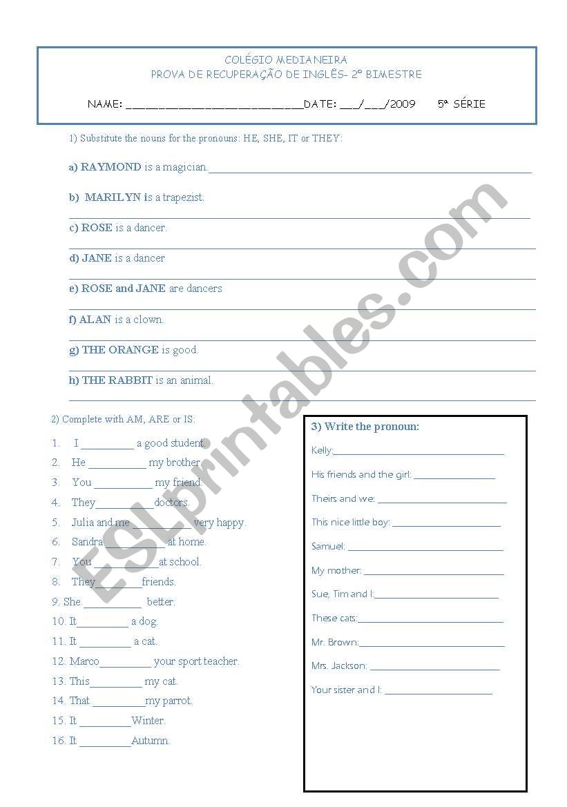 Verb To be worksheet