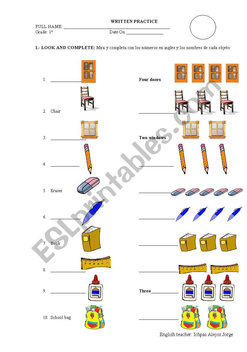 PLURALS worksheet