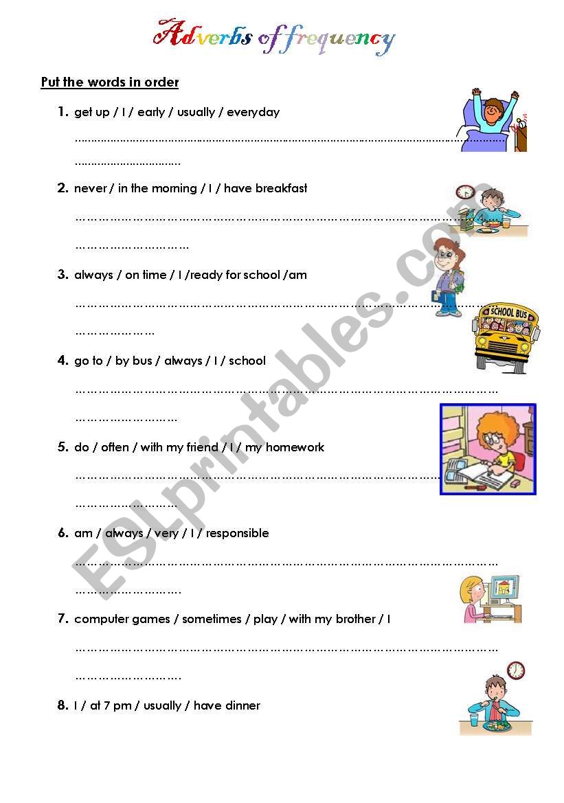 Adverbs of frequency worksheet