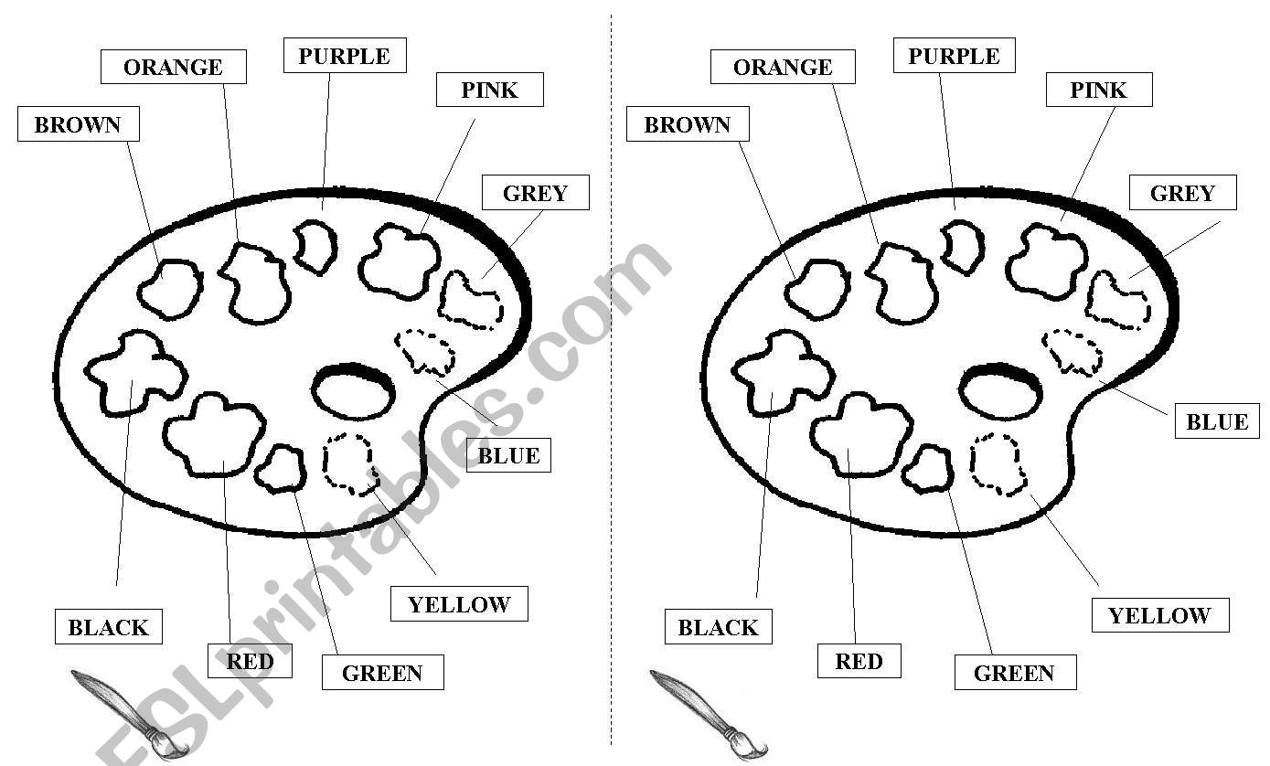 Colours register worksheet