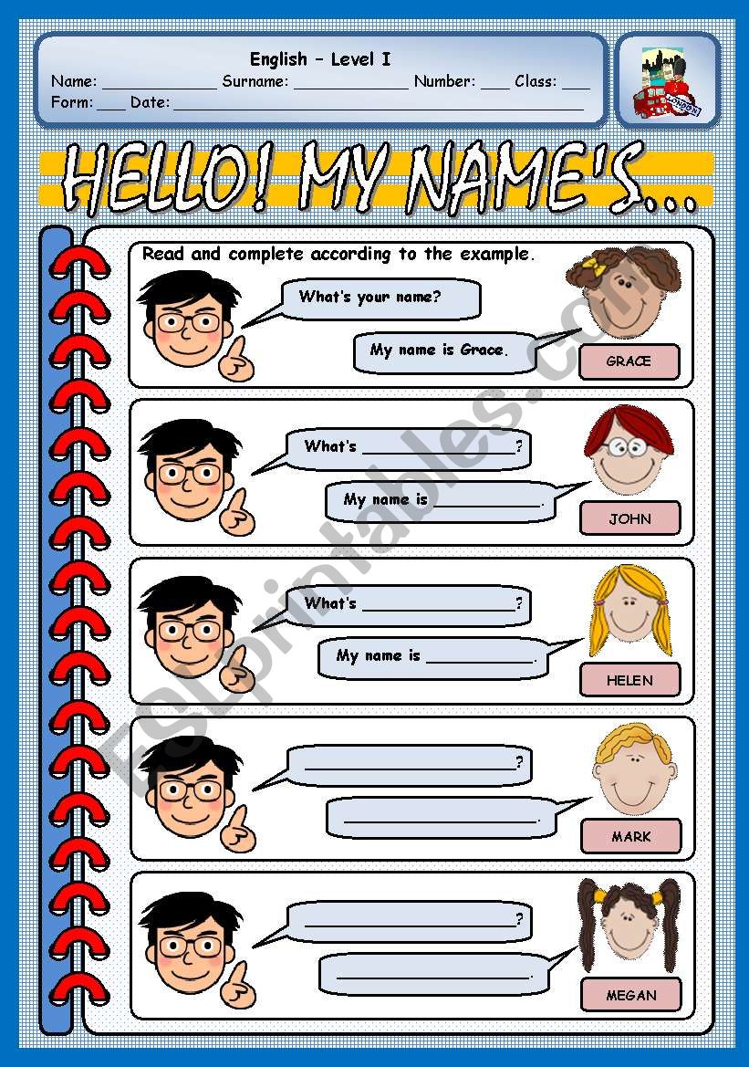 WHATÂ´S YOUR NAME?  worksheet