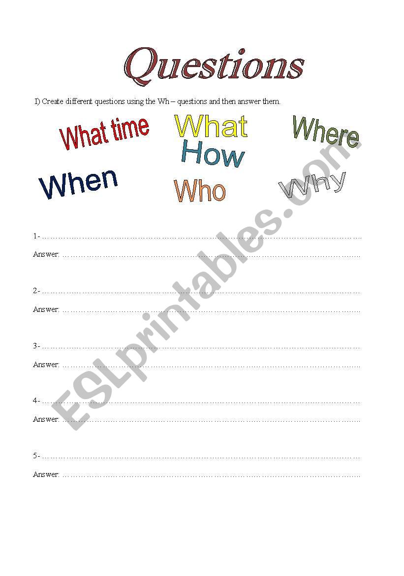 Wh- questions worksheet