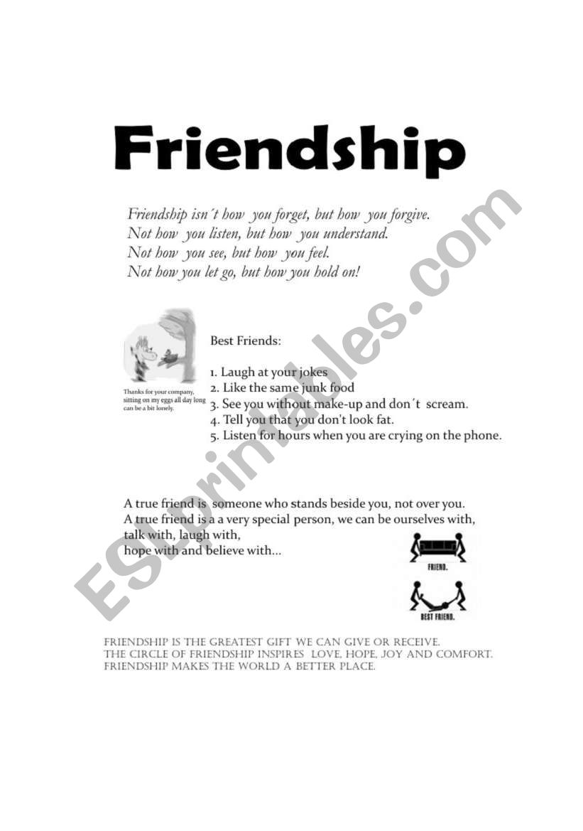 friendship worksheet