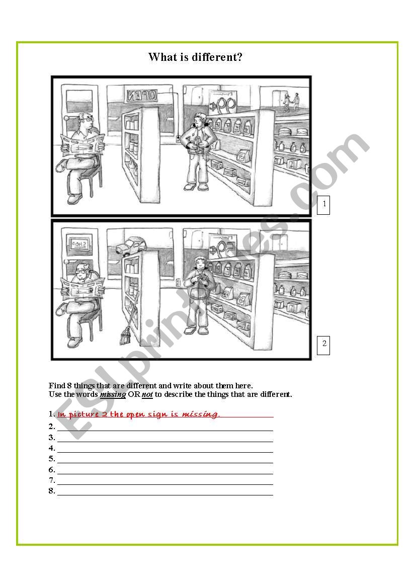What is different? worksheet