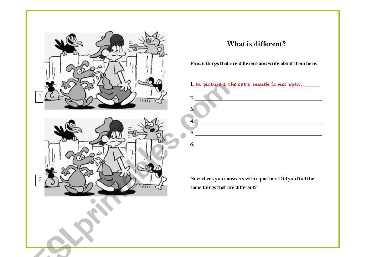 What is different? worksheet