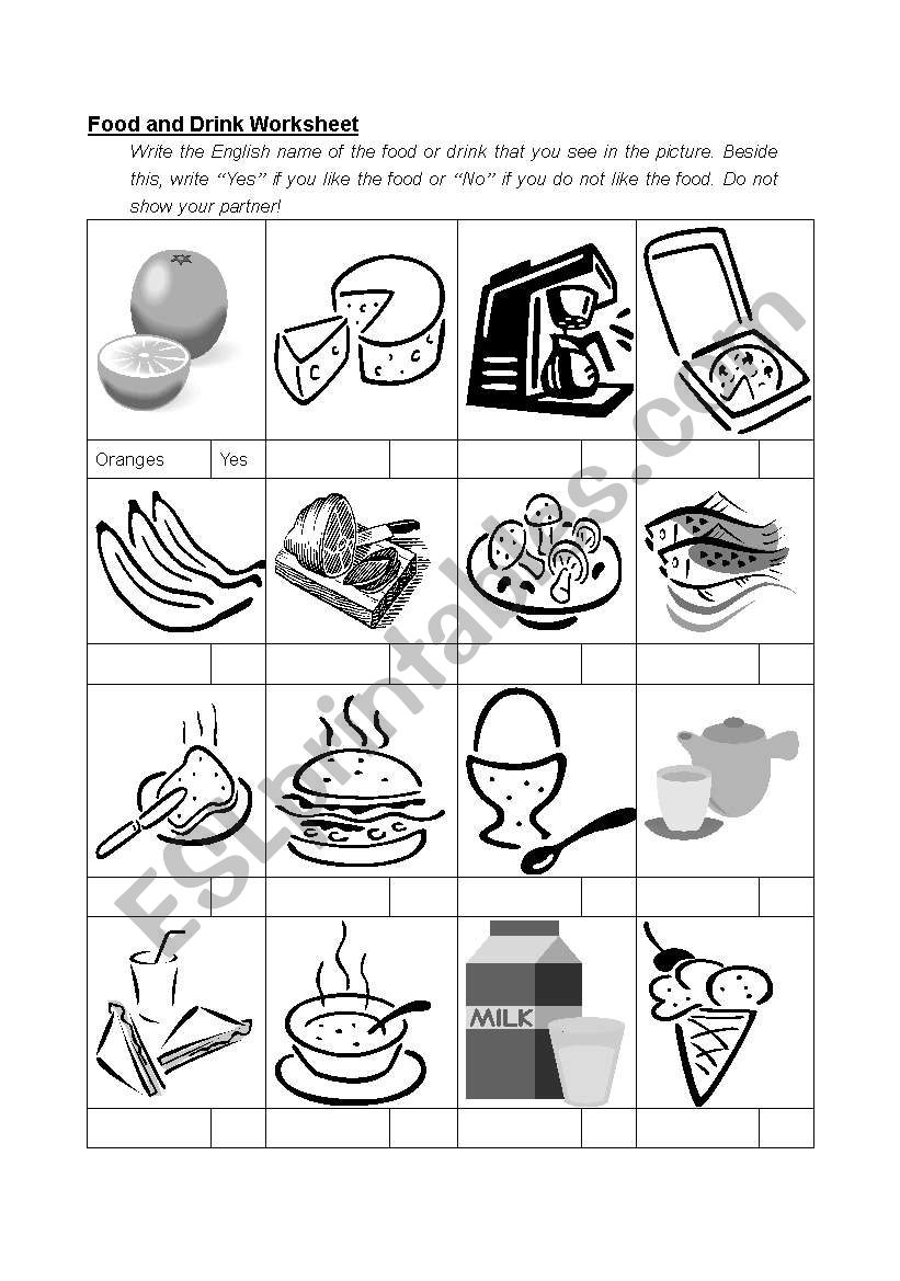 Food Worksheet worksheet