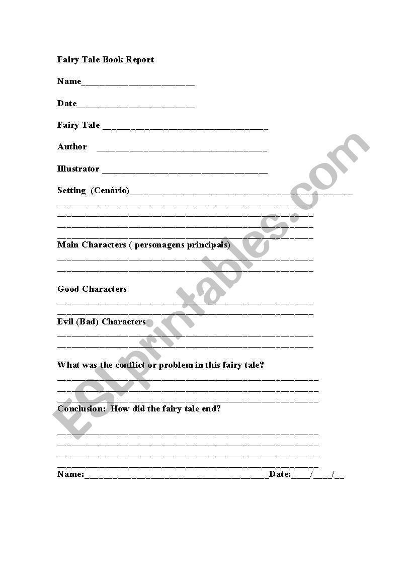 Fairy tales worksheet
