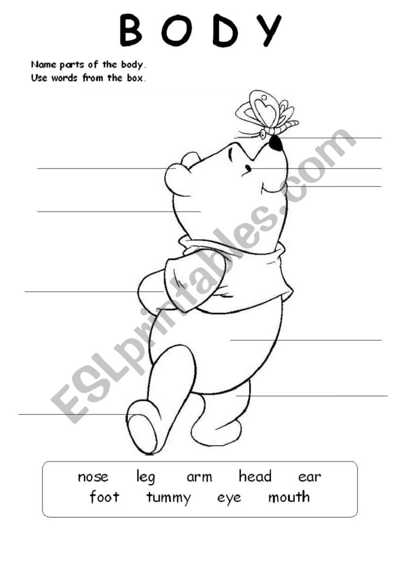 Name WinnieÂ´s parts of the body 