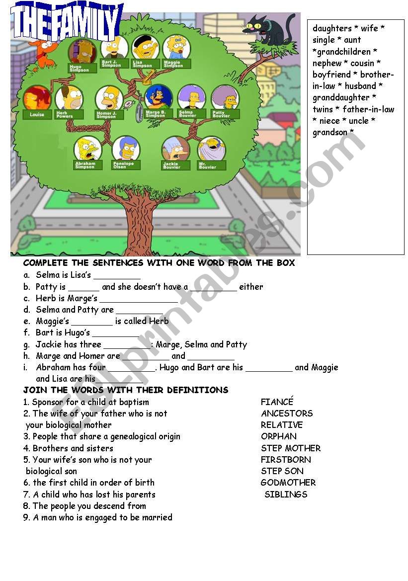 FAMILY VOCABULARY worksheet