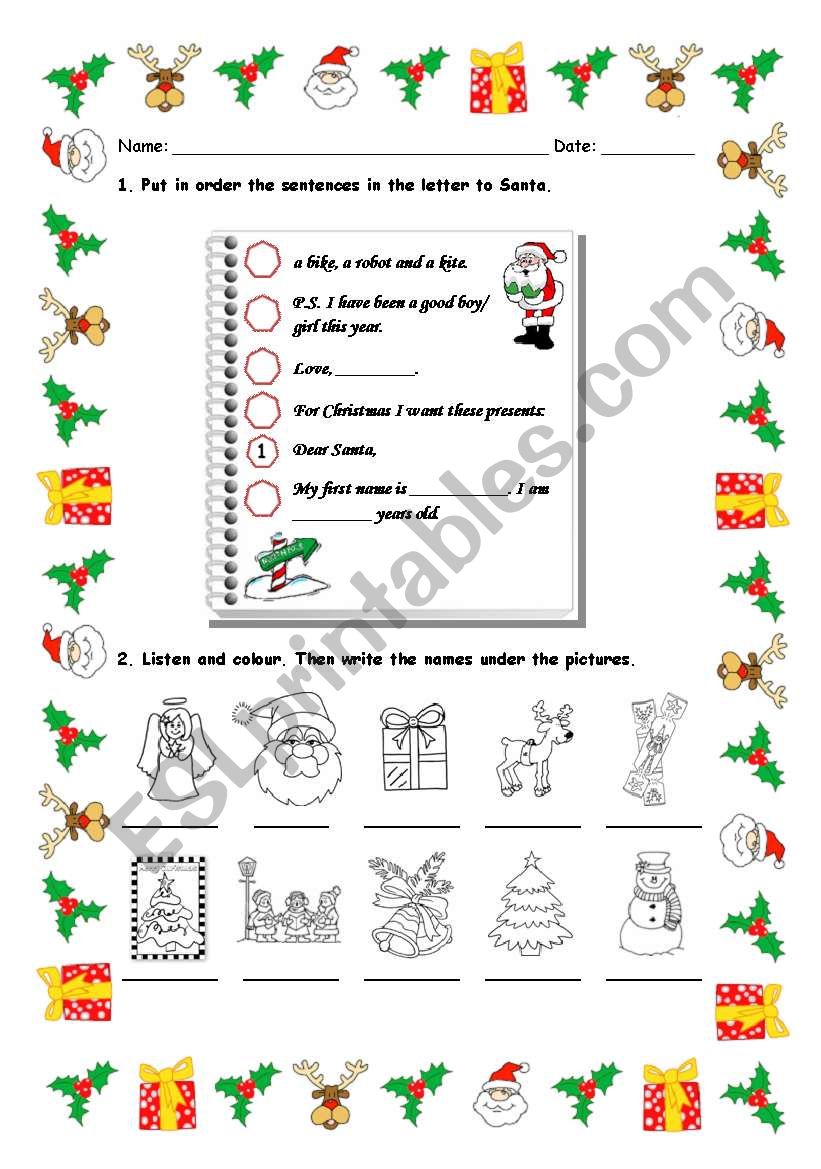 Christmas worksheet