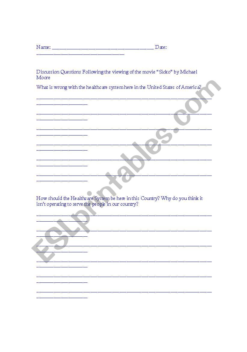 Sicko Discussion Questions related to Obamas Healthcare Speech 9/9/09