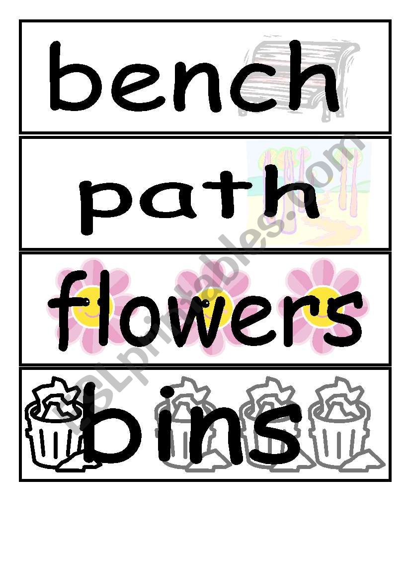 in the garden flashcards worksheet