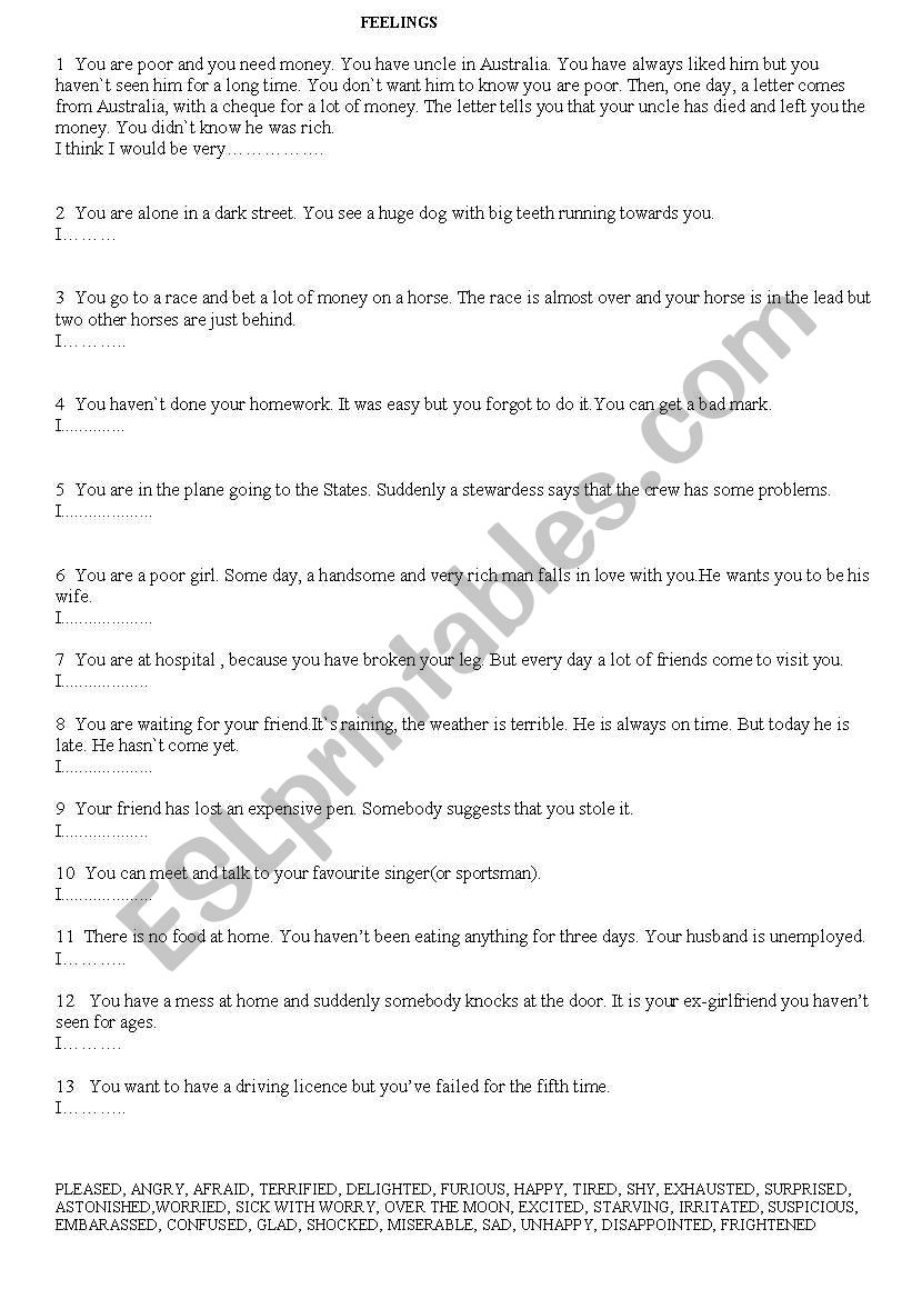 feelings worksheet