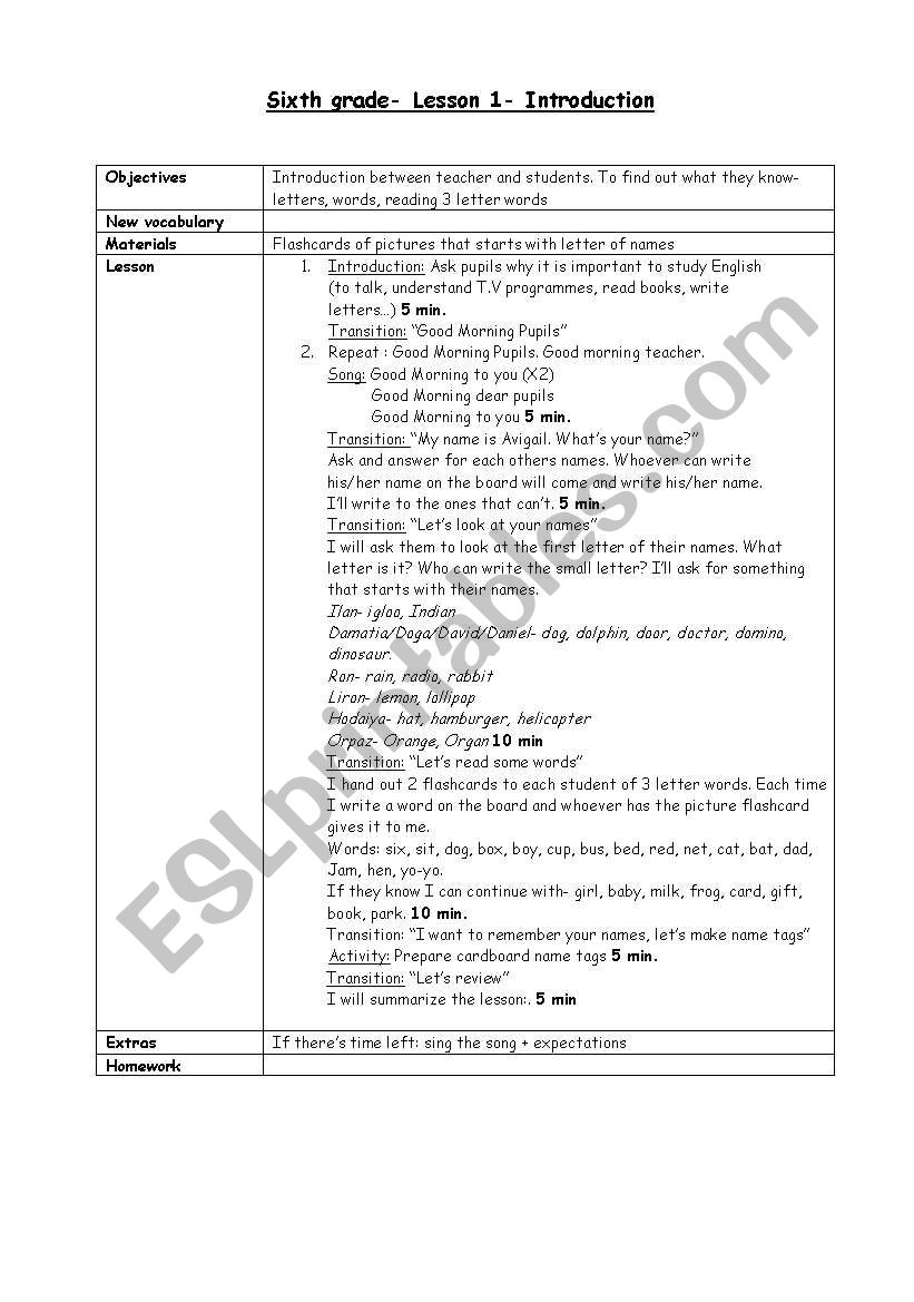 Introduction worksheet