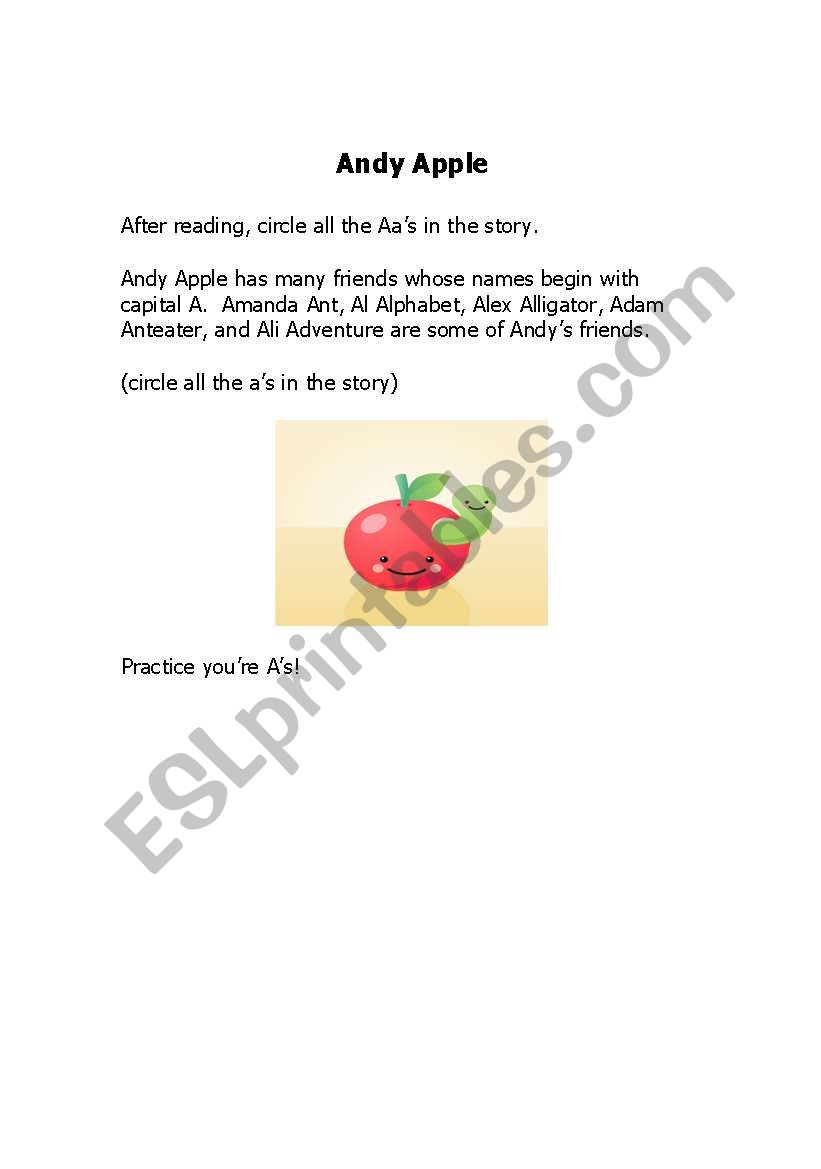 Andy Apple worksheet
