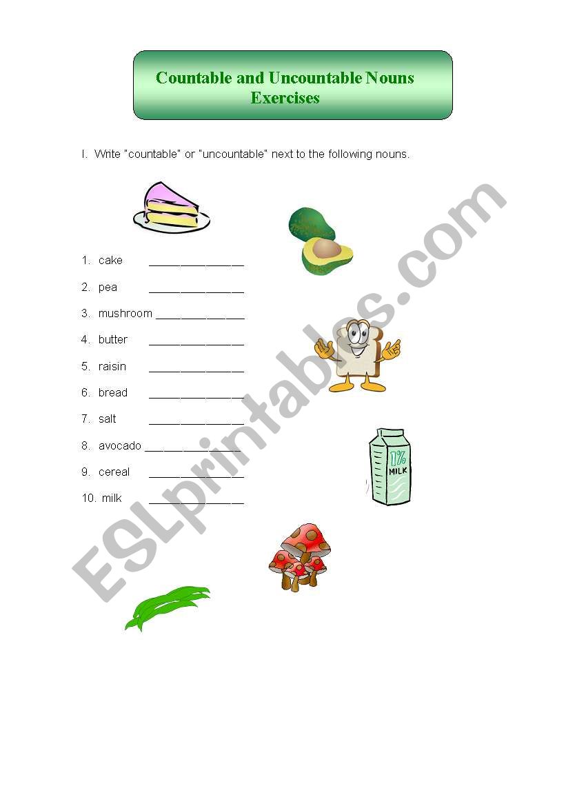 Countable and uncountable nouns Part 1