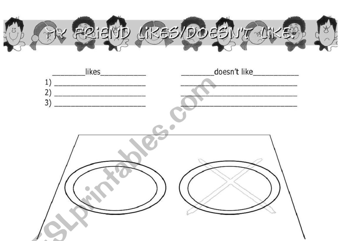 My friend likes/doesnt like worksheet