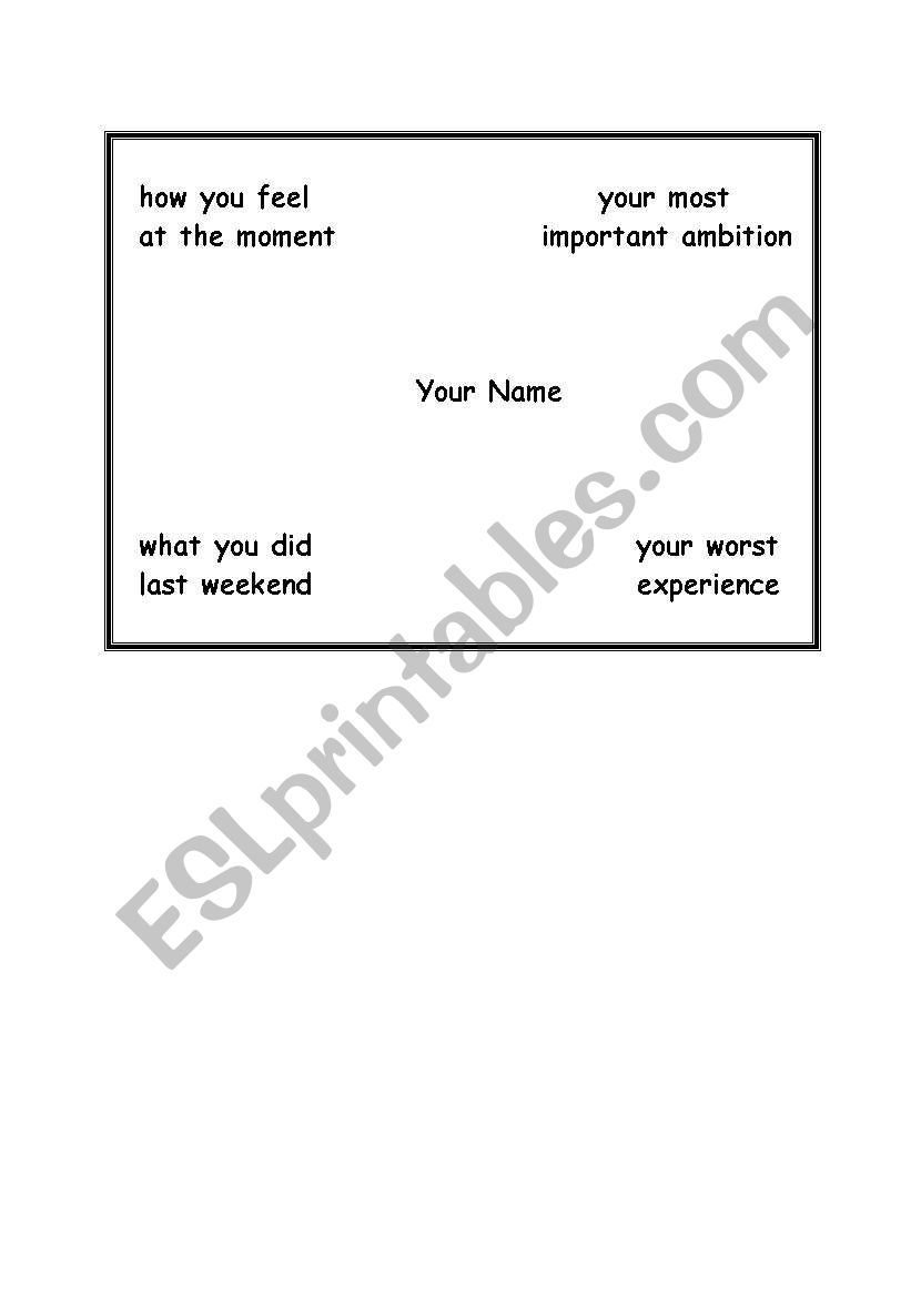 introduction activity idea worksheet