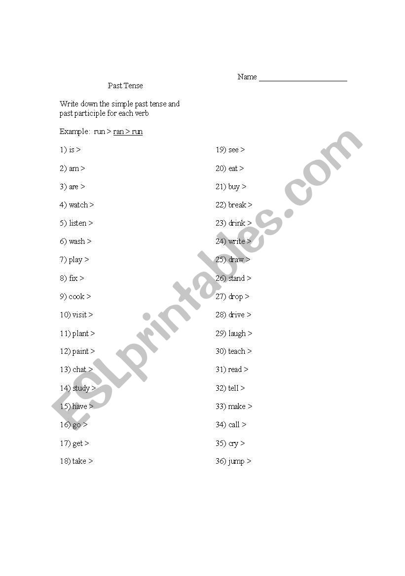 Common verbs: past and past participle