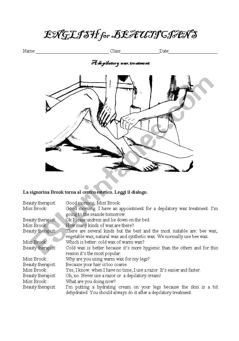 english for beauticians worksheet