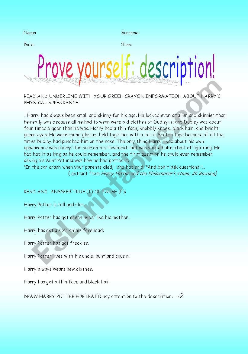 Prove yourself : descriptions!