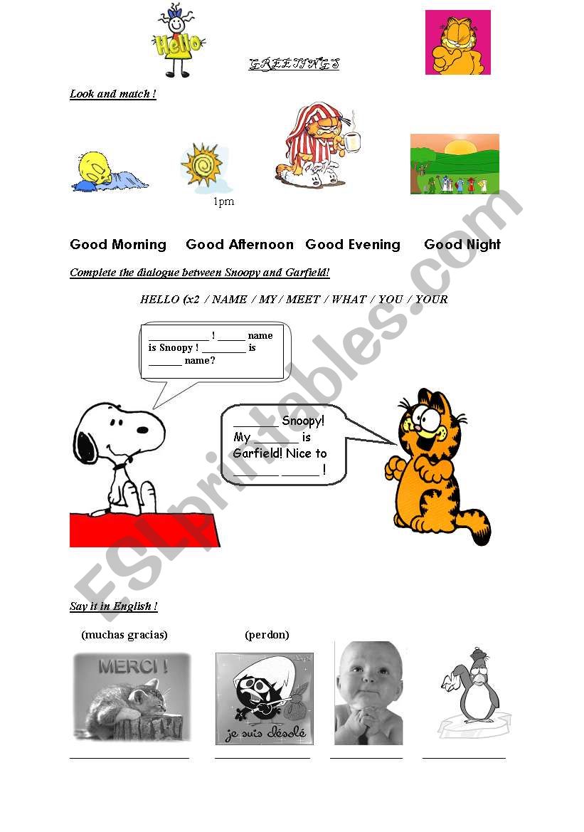 greetings worksheet