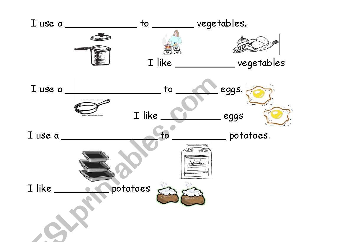 cooking methods worksheet