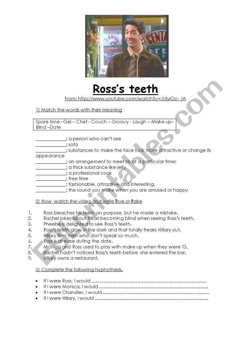 Rosss teeth  worksheet