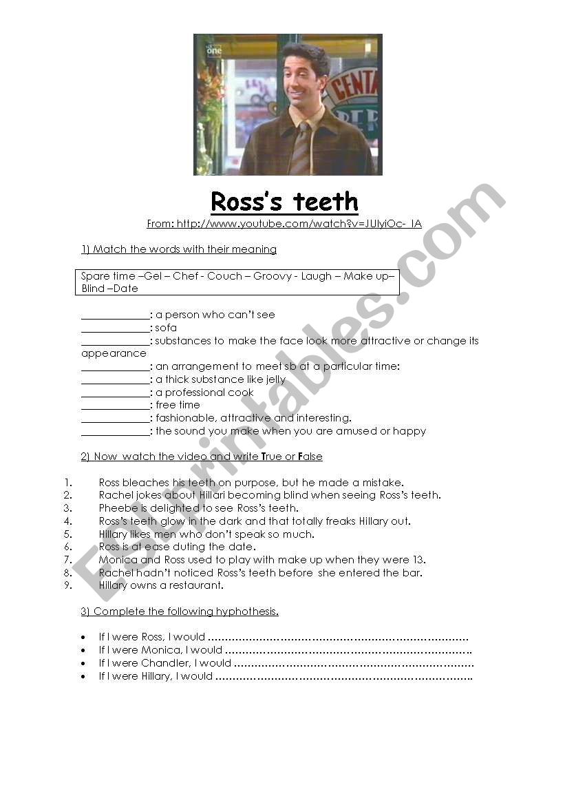 RossÂ´s teeth  worksheet