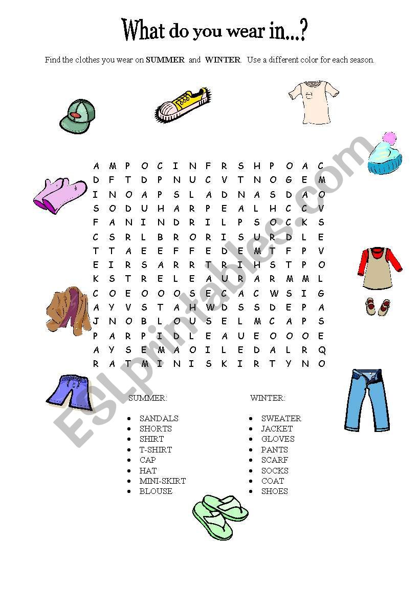 Clothes worksheet