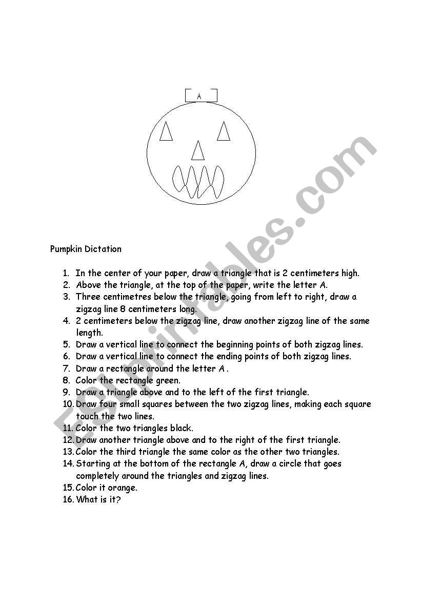 pumpkin dictation - halloween worksheet