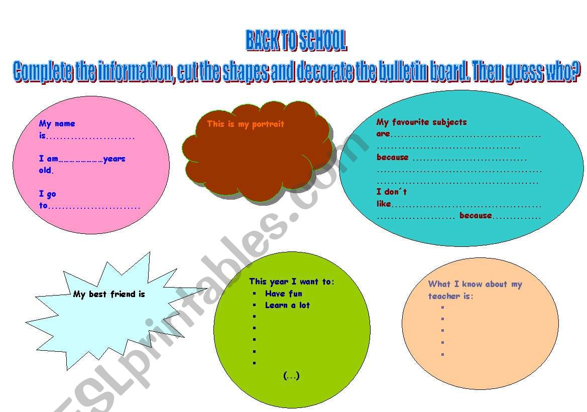 BACK TO SCHOOL INFORMATION worksheet