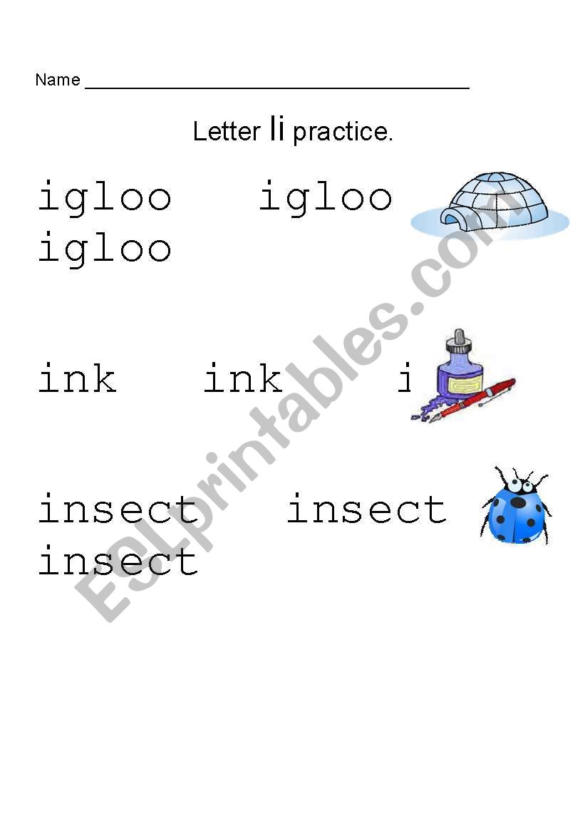 Letter Ii Practice worksheet