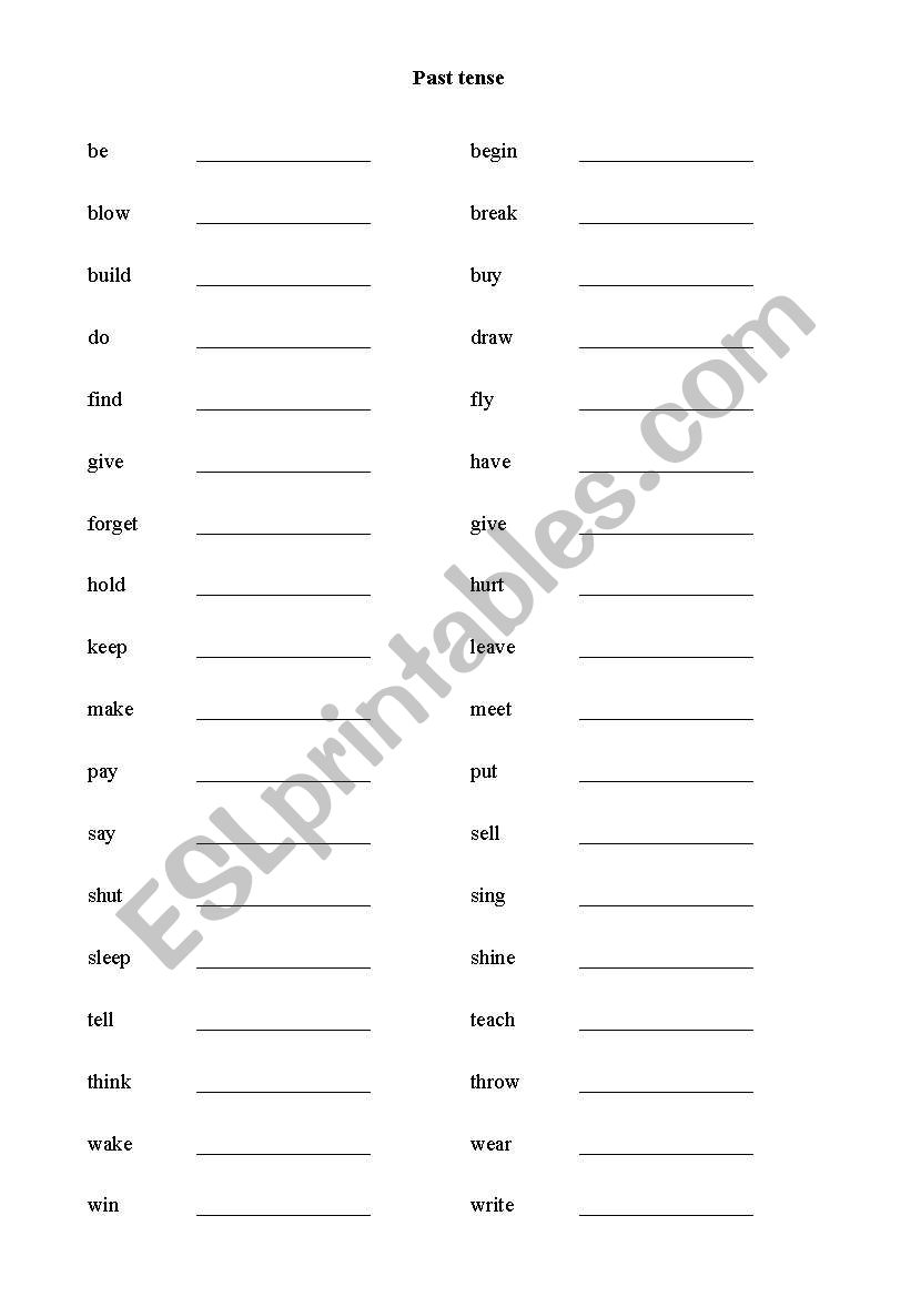 Past Tense  worksheet