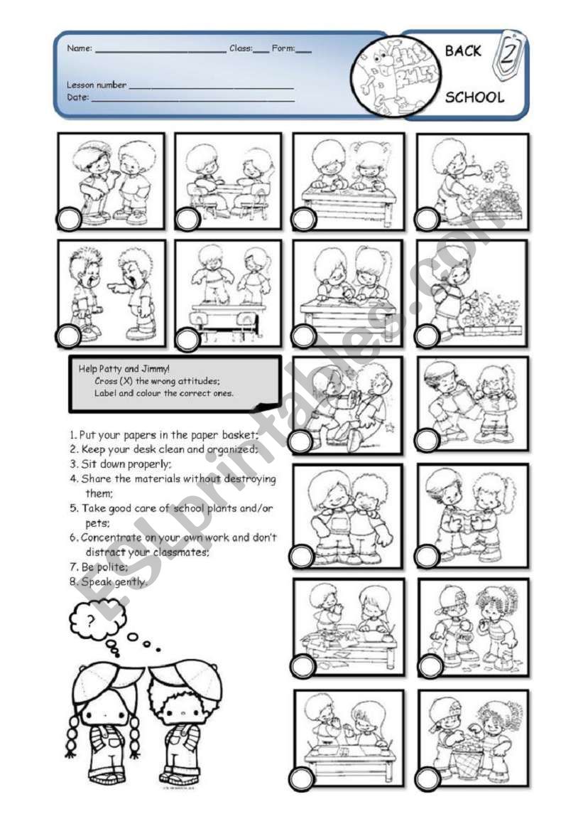 Class Rules worksheet