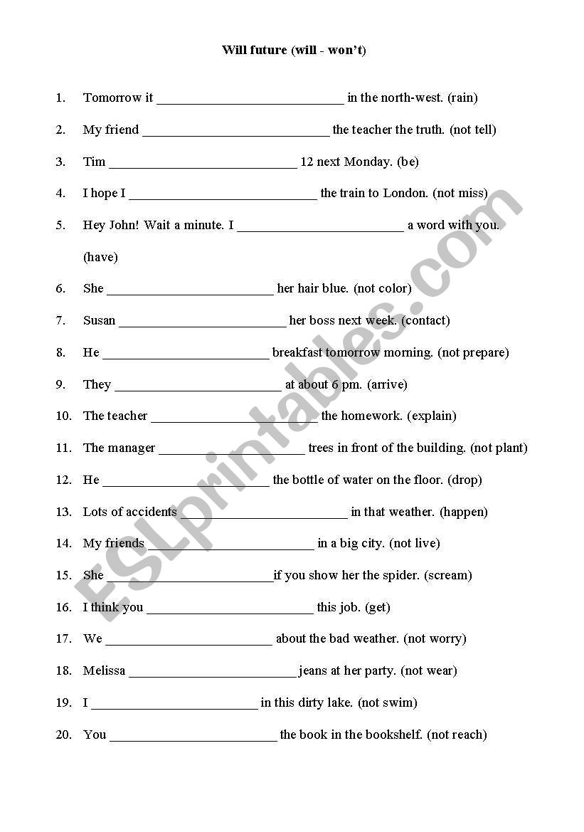 Will Future worksheet
