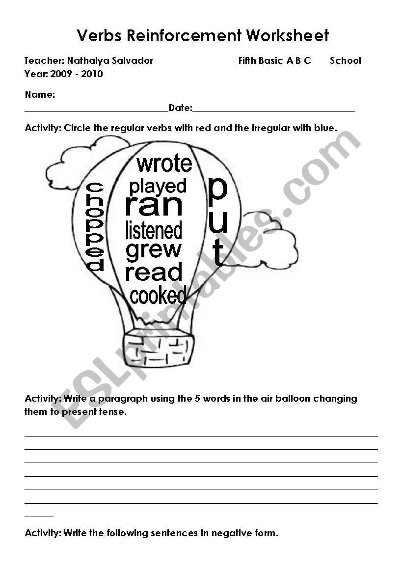 Verbs Reinforcement worksheet