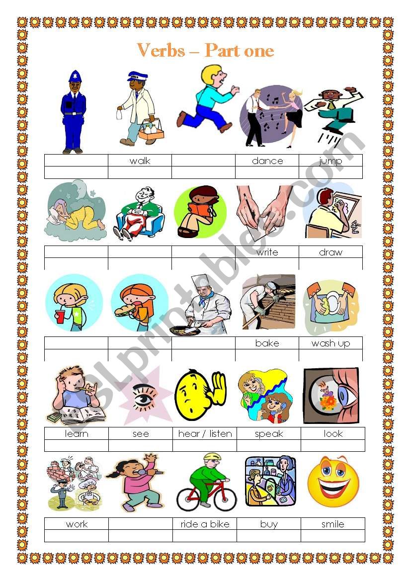 English Verbs - Part 1 worksheet