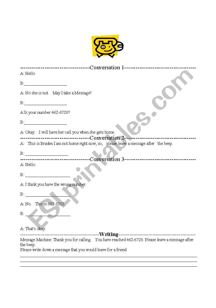 Phone Dialogues worksheet