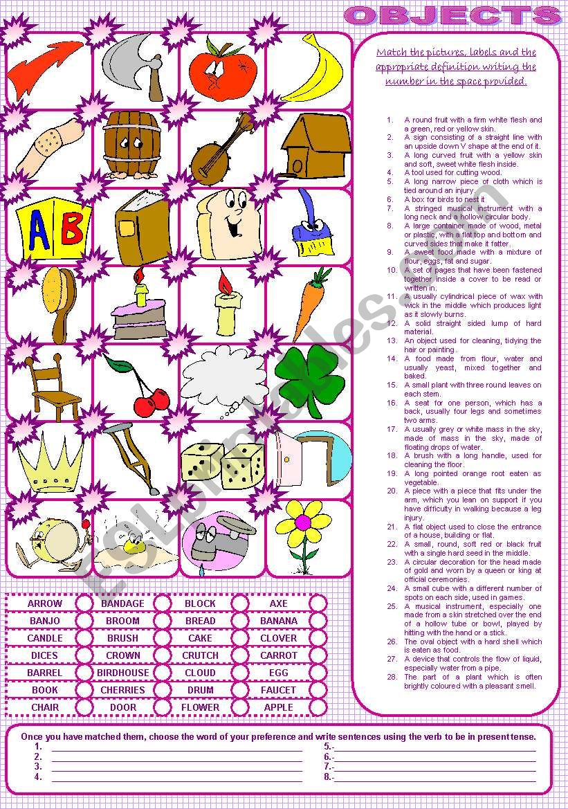 OBJECTS. PART 1 worksheet