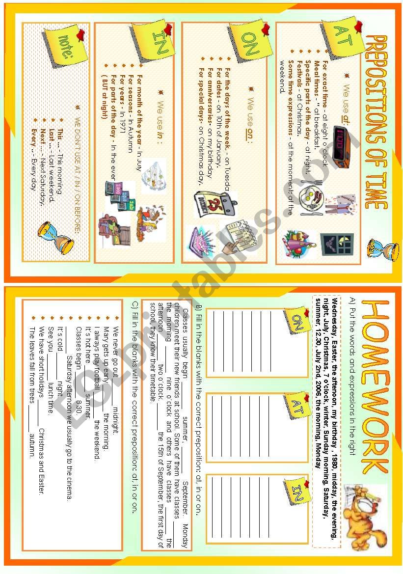 Prepositions of time worksheet