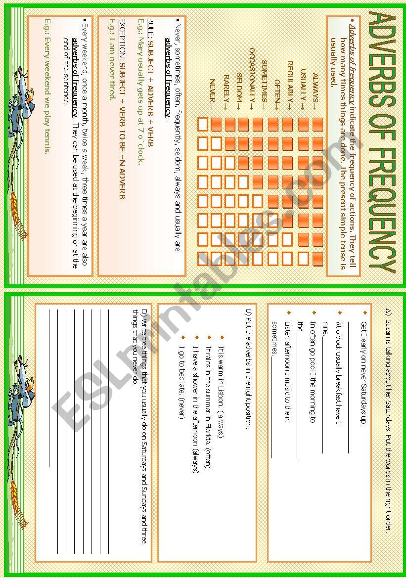 ADVERBS OF FREQUENCY worksheet