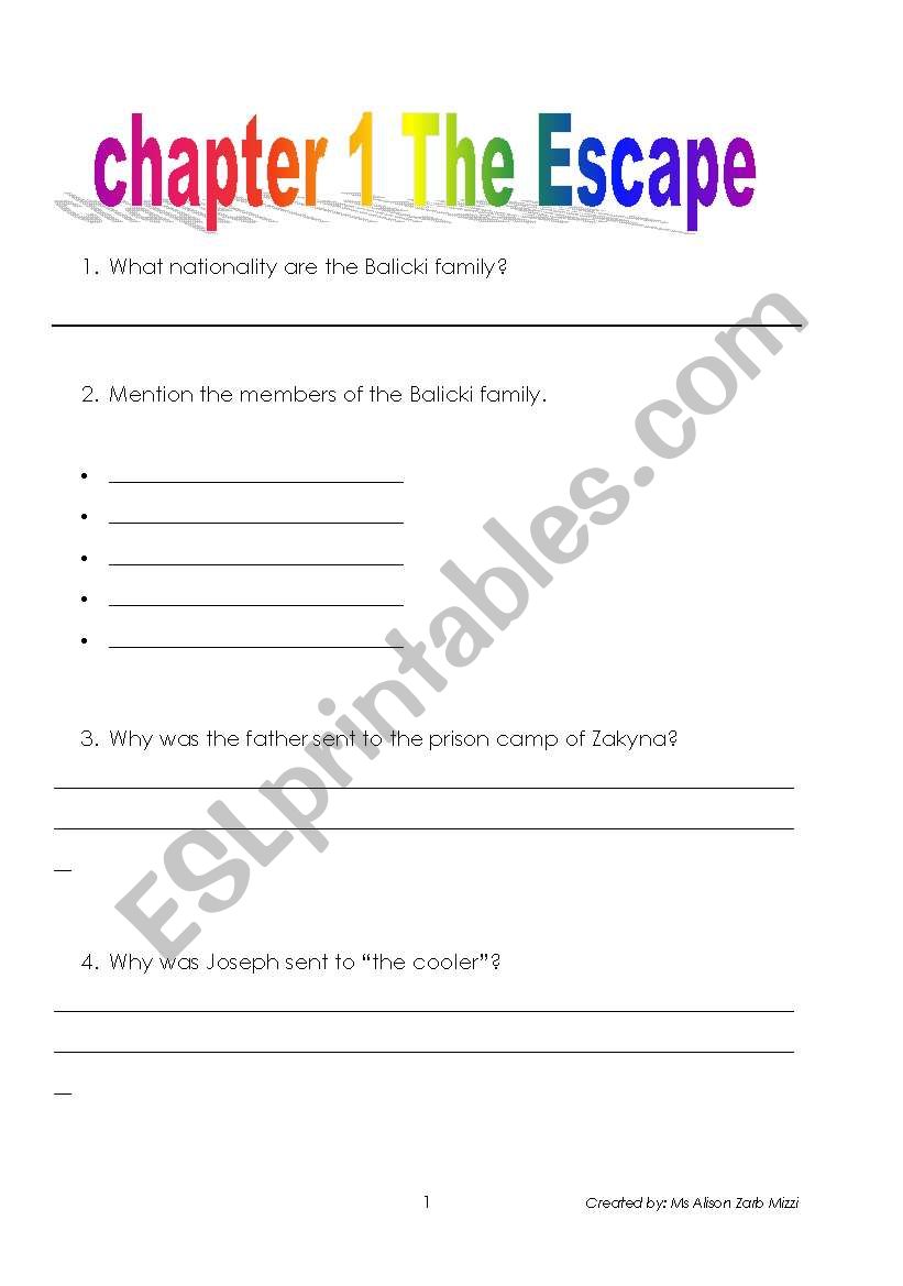 silver sword worksheet