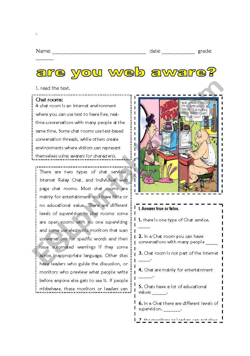 chat rooms worksheet