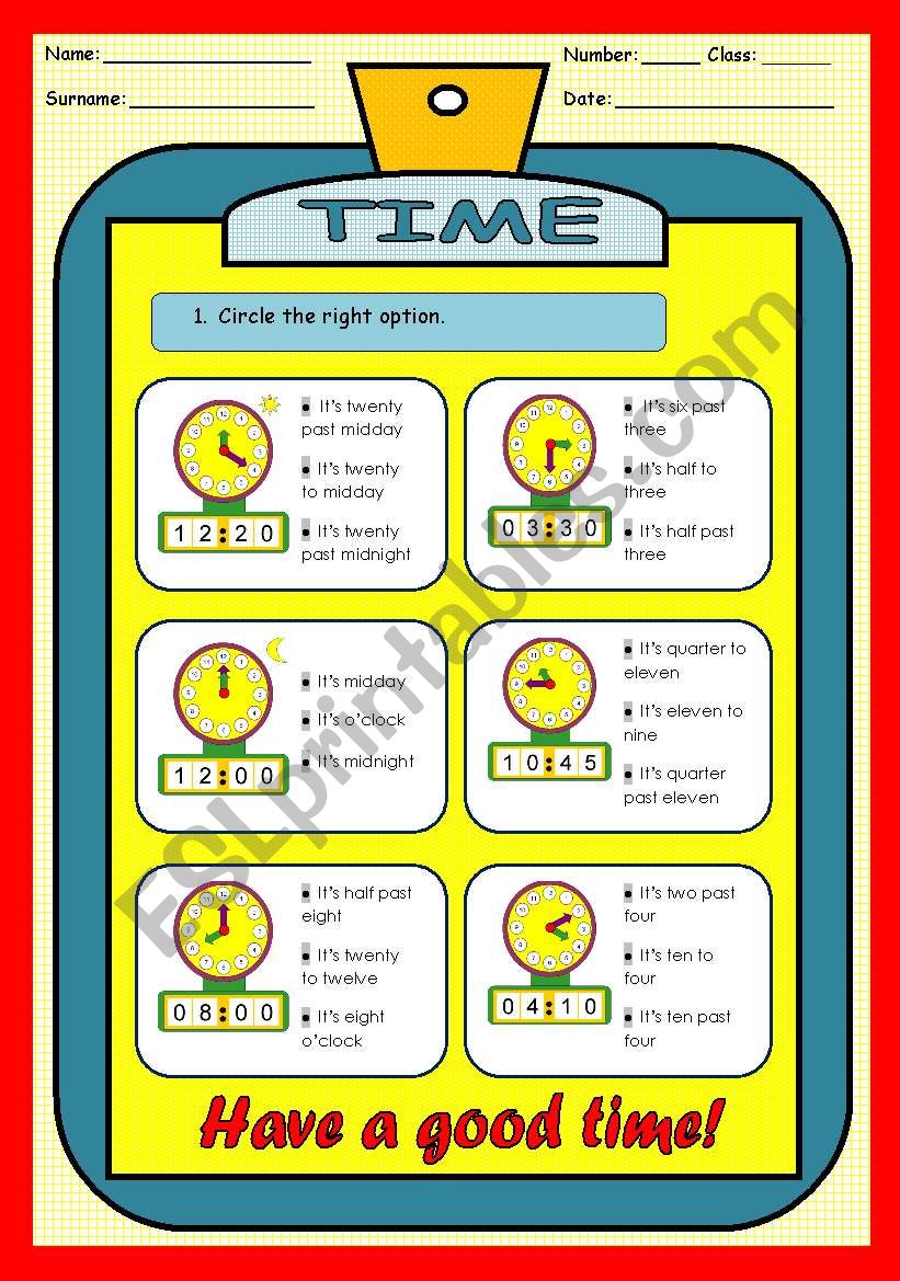 WHAT TIME IS IT? worksheet