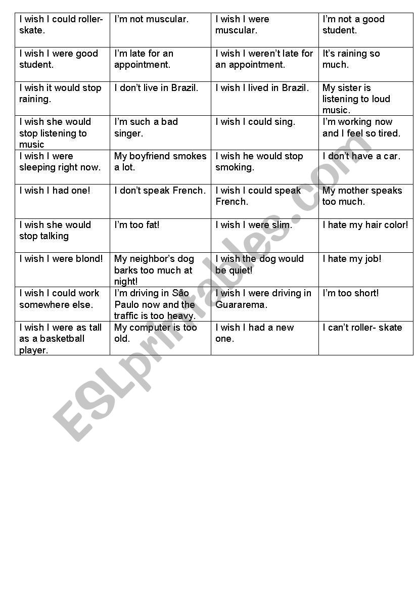 Wish Domino worksheet