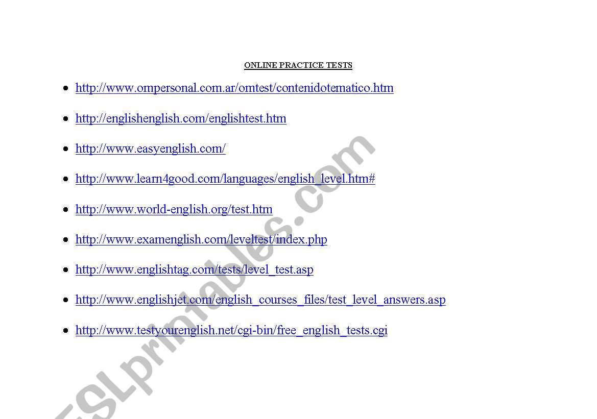TEST worksheet